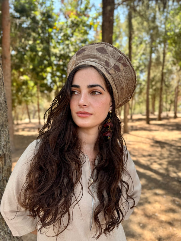 כובע שיק עלים חומים (7900040200368)