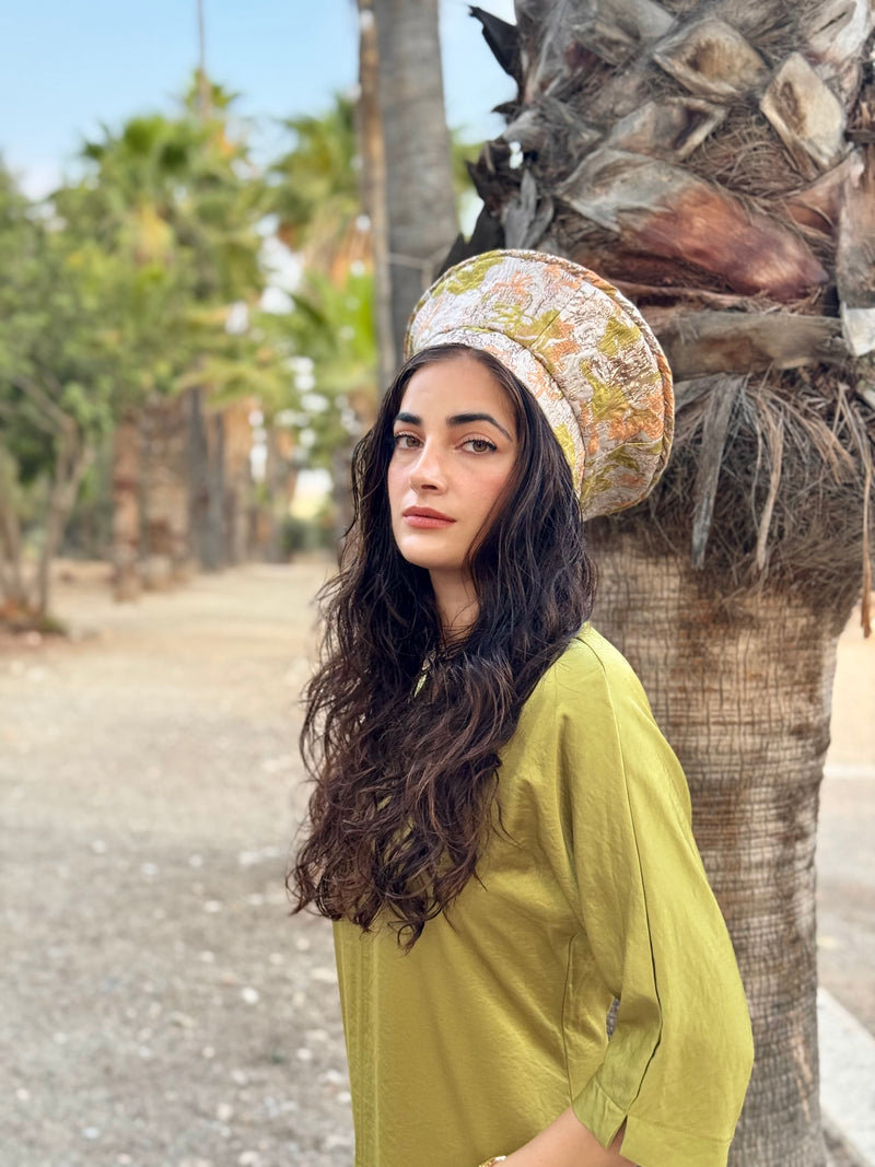 כובע שיק ירוק כתום זהב (7900035481776)