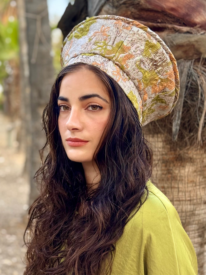 כובע שיק ירוק כתום זהב (7900035481776)