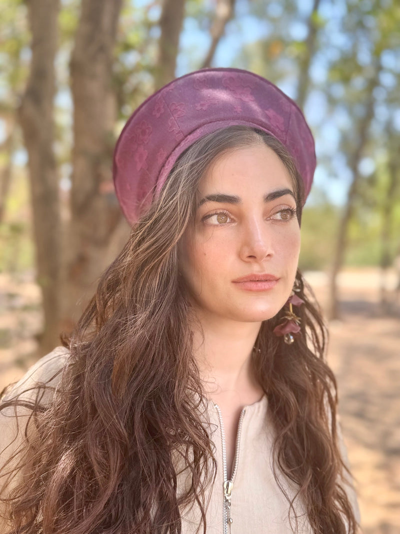 כובע שיק פרחים ארגמן (7900040921264)