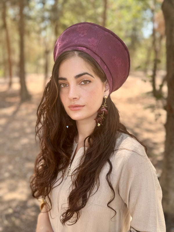 כובע שיק פרחים ארגמן (7900040921264)
